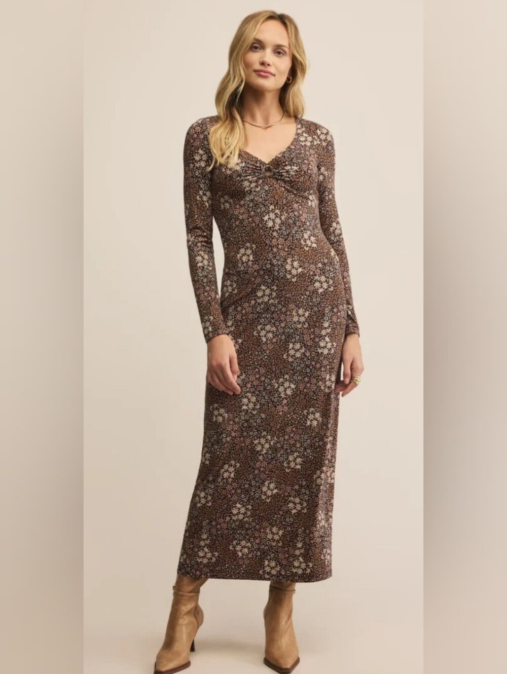 Z Supply Exhale Sable Floral Midi Dress, Size L
